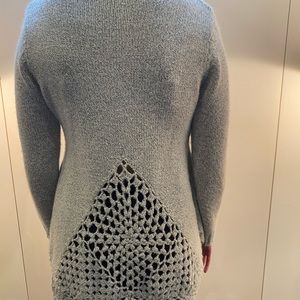 Caren Forbes Long Gray Sweater With Back Knitting